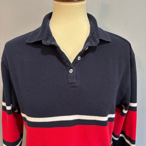 Brandy Melville cropped striped John Galt rugby shirt, blue and red, size small - Picture 2 of 6